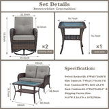 Patio Conversation Set 5-Piece with Loveseat, Swivel Glider Chairs, Coffee Table, and Side Table, NDS Series - Belord