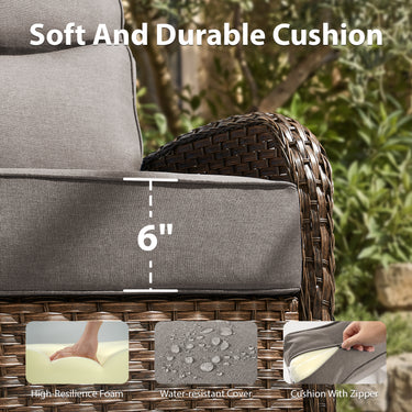 Premium 1-Piece Patio Sofa with Upgraded 6" Cushions – All-Weather Hand-Woven Wicker, High-Back Comfort for Garden & Front Porch, ND Series - Belord