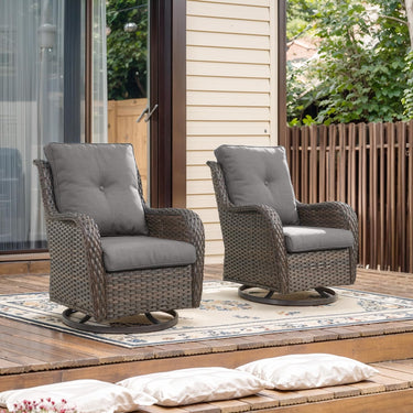Outdoor 2PC PE Rattan Swivel Glider Chairs, NTC Series - Belord
