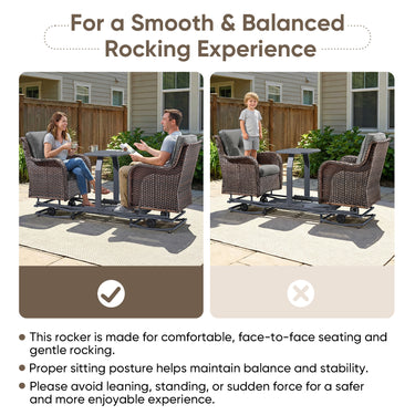 Belord 2-Person Outdoor Wicker Glider Loveseat with Integrated Side Table & Cushioned Seats, NTC Series - Belord
