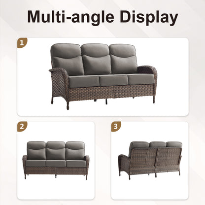 Luxury 5-Piece Rattan Patio Furniture Set with Wicker Fire Pit Table – 6" Cushions for Garden & Backyard Living, ND Series - Belord