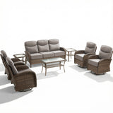 Grand 8-Piece Patio Furniture Set – Sofa & Swivel Rockers, 6" Cushions, Built for Garden Gatherings & Parties, ND Series - Belord