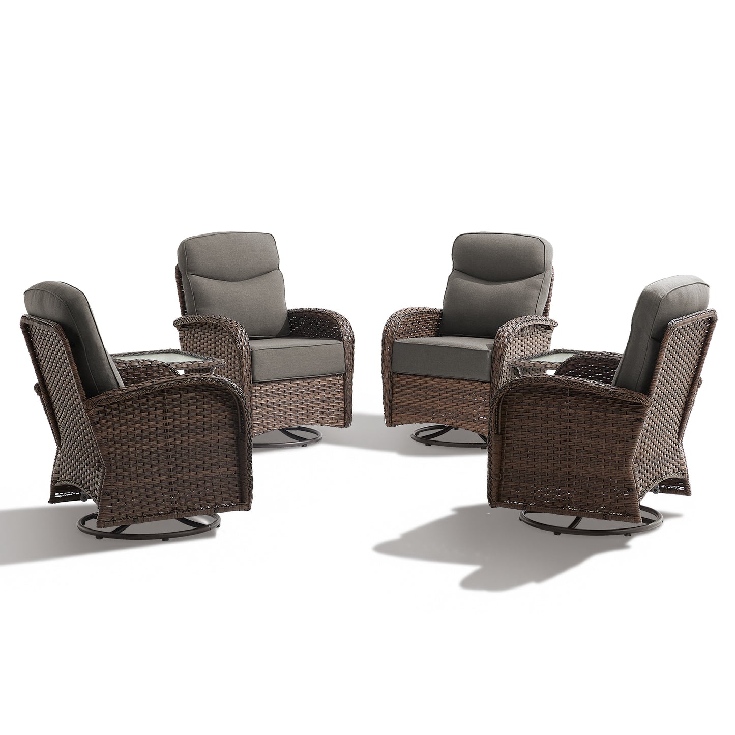 Luxury 6-Piece Swivel Patio Chair Set – High-Back Support, 6" Cushions & Side Tables for Backyard Entertaining, ND Series - Belord