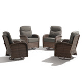 Luxury 6-Piece Swivel Patio Chair Set – High-Back Support, 6" Cushions & Side Tables for Backyard Entertaining, ND Series - Belord
