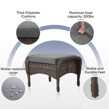 Luxury 10-Piece Patio Set – Sofa & Swivel Chairs with Ottomans, Hand-Woven All-Weather Wicker for Backyard Hosting, ND Series - Belord