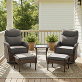 Upscale 5-Piece Swivel Chair Patio Set – Hand-Woven Wicker, 6" Cushions & Ottomans for Premium Garden Comfort, ND Series - Belord