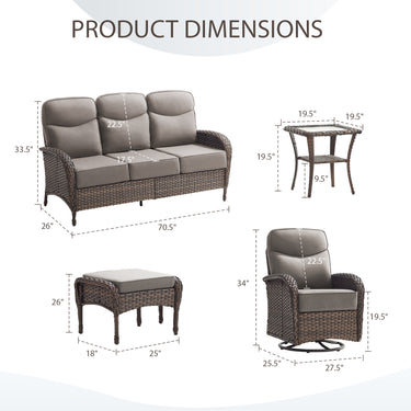 9-Piece Outdoor Conversation Set – Heavy-Duty Swivel Rockers, Waterproof Wicker for Large Deck Spaces, ND Series - Belord