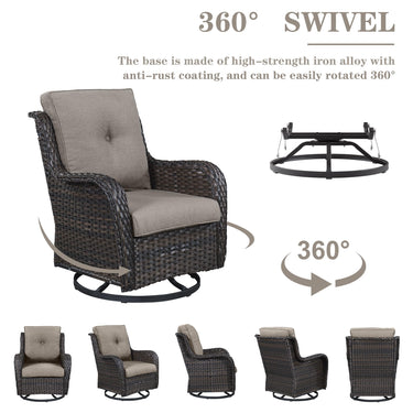 Patio Conversation Set 6-Piece with Sofa, Swivel Glider Chairs, Coffee Table, and Ottoman, NTC Series - Belord