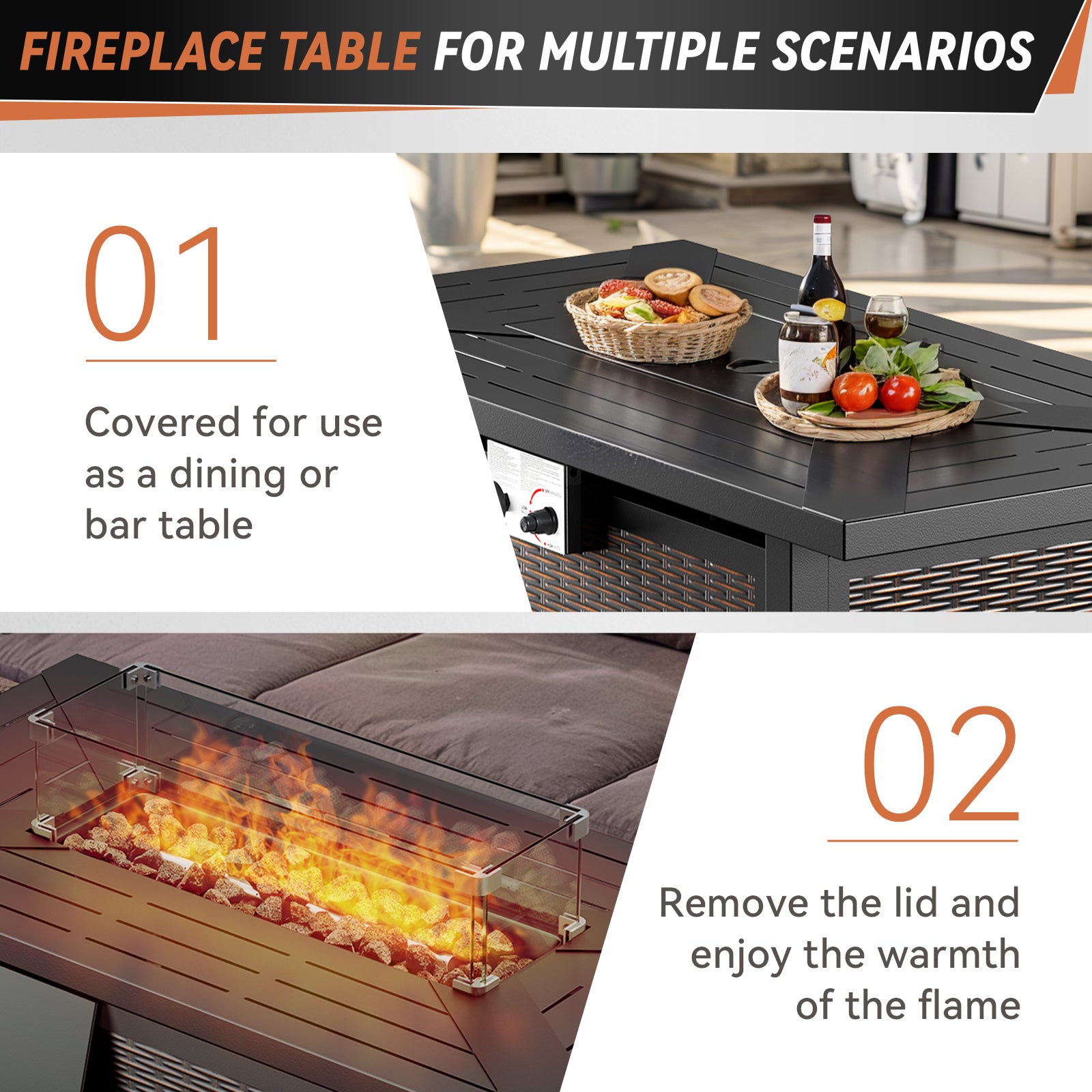 Premium 10-Piece Patio Furniture Set with Metal Fire Pit Table – High-Back Seating for Backyard Living, ND Series - Belord