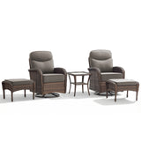 Upscale 5-Piece Swivel Chair Patio Set – Hand-Woven Wicker, 6" Cushions & Ottomans for Premium Garden Comfort, ND Series - Belord