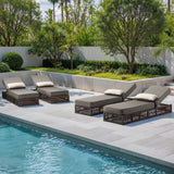 4-Piece Outdoor Lounge Set – 4 Adjustable 76.8" Chaise Lounges with 5-Inch Cushions, All-Weather Rattan, NTC Series - Belord