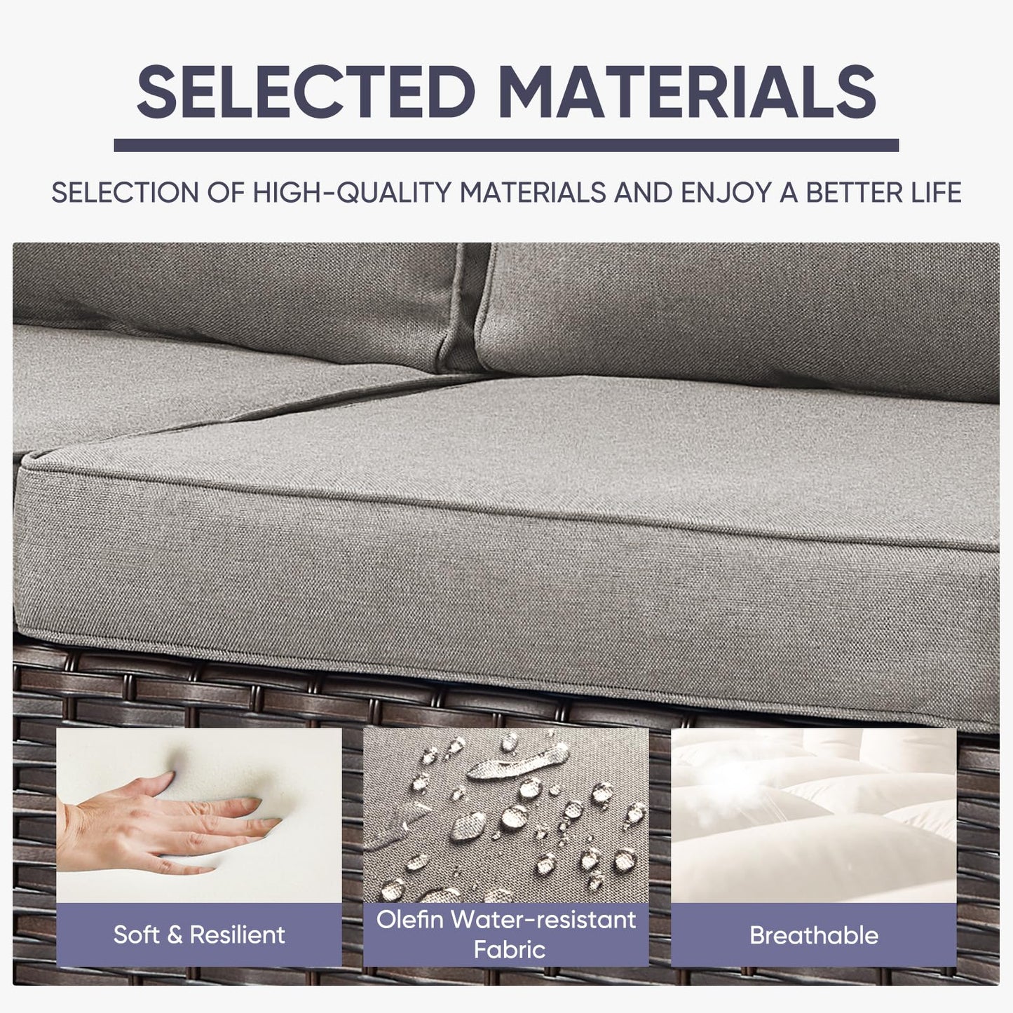 5-Piece Wicker Patio Furniture Set with 41" Fire Pit Table, 55,000 BTU Outdoor Conversation Set with Sofa & 2 Chairs, GRS Series