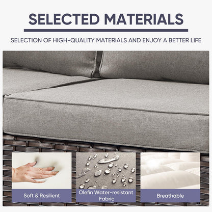 5-Piece Wicker Patio Furniture Set with 41" Fire Pit Table, 55,000 BTU Outdoor Conversation Set with Sofa & 2 Chairs, GRS Series