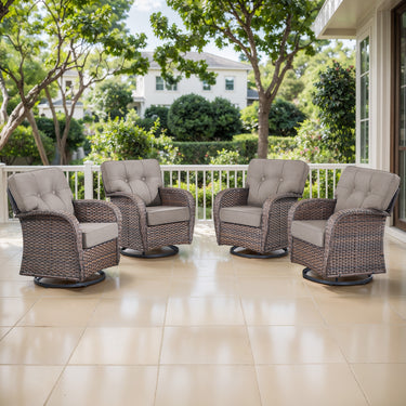 Swivel Glider Chairs (Set of 4) – Wide T-Back Design & 5" Thick Cushions, T Series - Belord