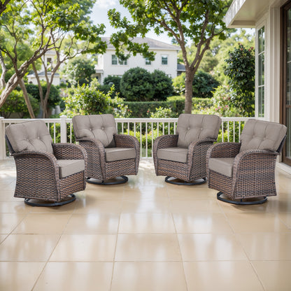 Swivel Glider Chairs (Set of 4) – Wide T-Back Design & 5" Thick Cushions, T Series