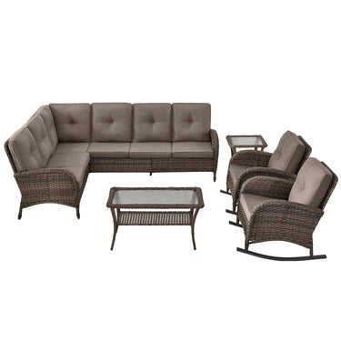 Large Sectional Set 10-Piece with Rocking Chairs, Coffee Table, and Side Table, NDS Series - Belord