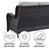 Patio Conversation Set 7-Piece with Sofa, Glider Loveseat, Swivel Glider Chairs, Ottoman and Coffee Table, NTC Series - Belord