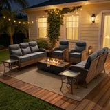 Elegant 7-Piece Patio Furniture Collection with Split Fire Pit Table – Designed for Outdoor Entertaining, ND Series - Belord