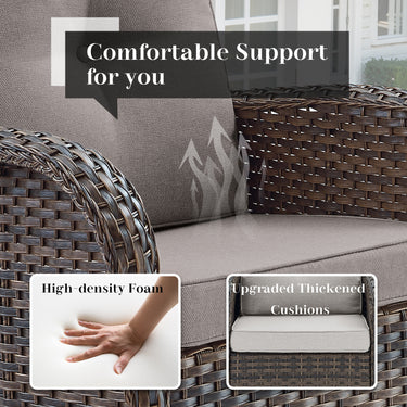 Patio Conversation Set 6-Piece with Glider Loveseat, Rocking Chairs, Side Table, and Ottoman, NDS Series - Belord