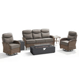 Upgraded 6" Cushion Luxury 5-Piece Patio Furniture Set with Split Fire Pit Table – High-Back Swivel Chairs for Cozy Summer Nights, ND Series - Belord