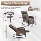 Luxury 3-Piece Adjustable Rocking Set - PE Wicker Recliners with Side Tables, NDS Series - Belord