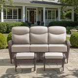 Modern 3-Piece Patio Sofa Set with Ottomans – Deep 6" Cushions, Waterproof Wicker for Relaxed Deck Lounging, ND Series - Belord