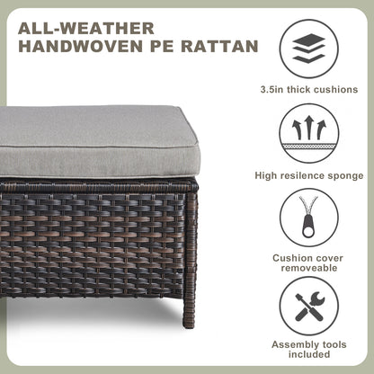 6-Piece Outdoor Rectangular Fire Pit Table Set with 33-Seat Sofa, Swivel Chairs & Footrests, NTC Series
