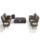 Upgraded 7-Piece Swivel Chair Patio Set with Split Fire Pit Table – Built for Social Summer Nights, ND Series - Belord