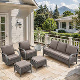 Patio Conversation Set 5-Piece with 1 Sofa, 2 Swivel Glider Chairs, 2 Ottoman, HW Series - Belord