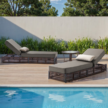3-Piece Ultimate Comfort Lounge Set – 2 Adjustable 76.8" Chaise Lounges with 5-Inch Cushions + Side Table, NTC Series - Belord
