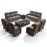 Grand 9-Piece Patio Furniture Collection with Split Fire Pit Table – Designed for Large Outdoor Spaces, ND Series - Belord