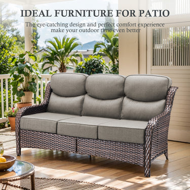 3-Piece All-Weather Wicker Sectional Sofa – 6" Ultra-Thick Cushions & Ottomans, NT Series - Belord