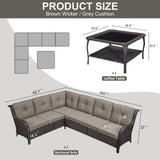 Save 50% - 7-Piece L-Shaped Patio Sectional Sofa Set + Wicker Coffee Table, NTC Series - Belord