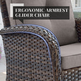 Patio Conversation Set 6-Piece with Glider Loveseat, Swivel Glider Chairs, Side Table, and Ottoman, NDS Series - Belord