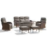 Premium 7-Piece Wicker Patio Set with Rattan Fire Pit Table – High-Back Seating for Garden Relaxation, ND Series - Belord
