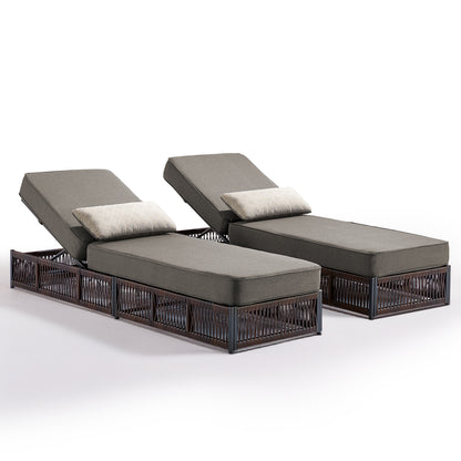 Set of 2 Luxury Chaise Lounges | 5-Inch Cushions & Reclining Back for Poolside, NTC Series