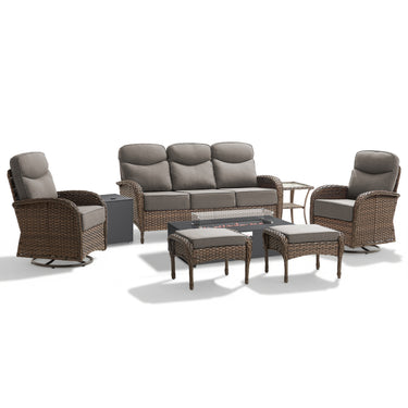 Upgraded 7-Piece Patio Furniture Set with Split Fire Pit Table – Premium Comfort for Backyard Parties, ND Series - Belord