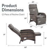 108°→155° Adjustable Chaise Lounge Set (2-Piece) - All-Weather PE Wicker & Steel Frame Reclining Outdoor Daybed | NDS Series - Belord