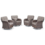 Swivel Glider Chairs (Set of 4) – Wide T-Back Design & 5" Thick Cushions, T Series - Belord