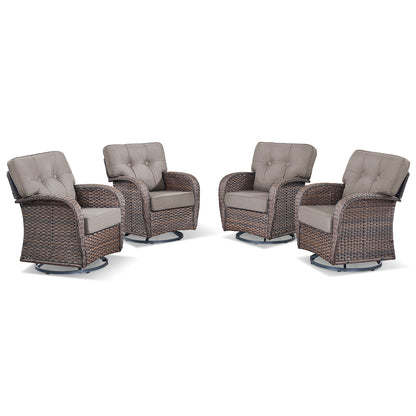 Swivel Glider Chairs (Set of 4) – Wide T-Back Design & 5" Thick Cushions, T Series