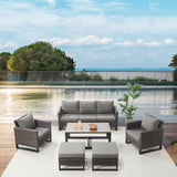 Patio Conversation Set 6-Piece with Sofa, Patio Chairs, Coffee Table, and Ottoman, GRS Series - Belord