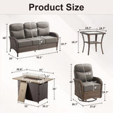 Luxury 5-Piece Rattan Patio Furniture Set with Wicker Fire Pit Table – 6" Cushions for Garden & Backyard Living, ND Series - Belord