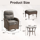 Premium 10-Piece Swivel Chair Patio Set – Deep 6" Cushions & Ottomans for Flexible Outdoor Lounging, ND Series - Belord