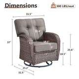 Swivel Glider Chairs (Set of 4) – Wide T-Back Design & 5" Thick Cushions, T Series - Belord