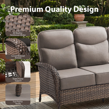 Grand 8-Piece Patio Furniture Set – Sofa & Swivel Rockers, 6" Cushions, Built for Garden Gatherings & Parties, ND Series - Belord