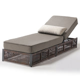 Belord 1-piece luxury rattan chaise lounge with grey cushion, brown wicker, 6-position recline, perfect for patio furniture.