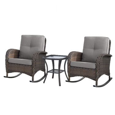 Wicker Rocking Chairs Set with Side Table, NDS Series - Belord