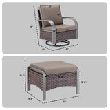 Patio Conversation Set 4-Piece with 2 Swivel Glider Chairs, 2 Ottoman, HW Series - Belord