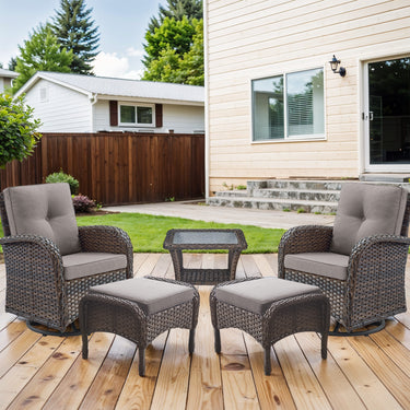 Swivel Glider Chairs Set with Side Table and Ottoman, NDS Series - Belord
