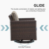 Patio Conversation Set 5-Piece with Sofa, Swivel Glider Chairs, and Ottoman, GRS Series - Belord